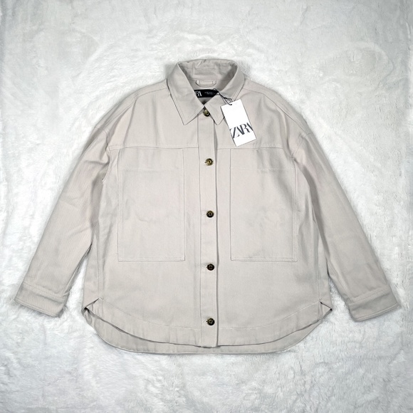 Zara Shirt Gold Button Overshirt Size XS - Picture 1 of 12